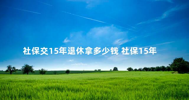 社保交15年退休拿多少钱 社保15年后每月拿多少钱